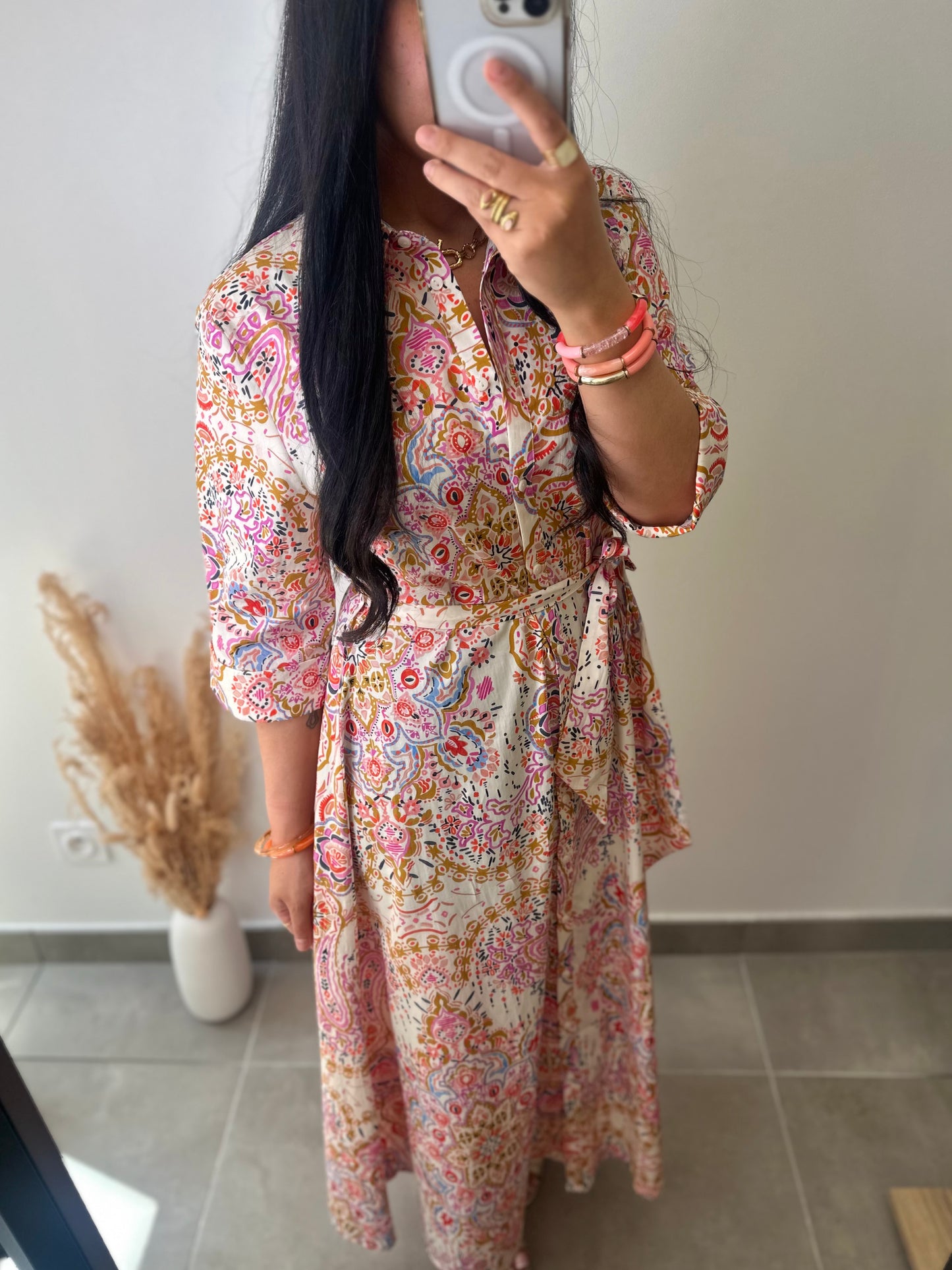 Robe chemise colorée imprimé cachemire