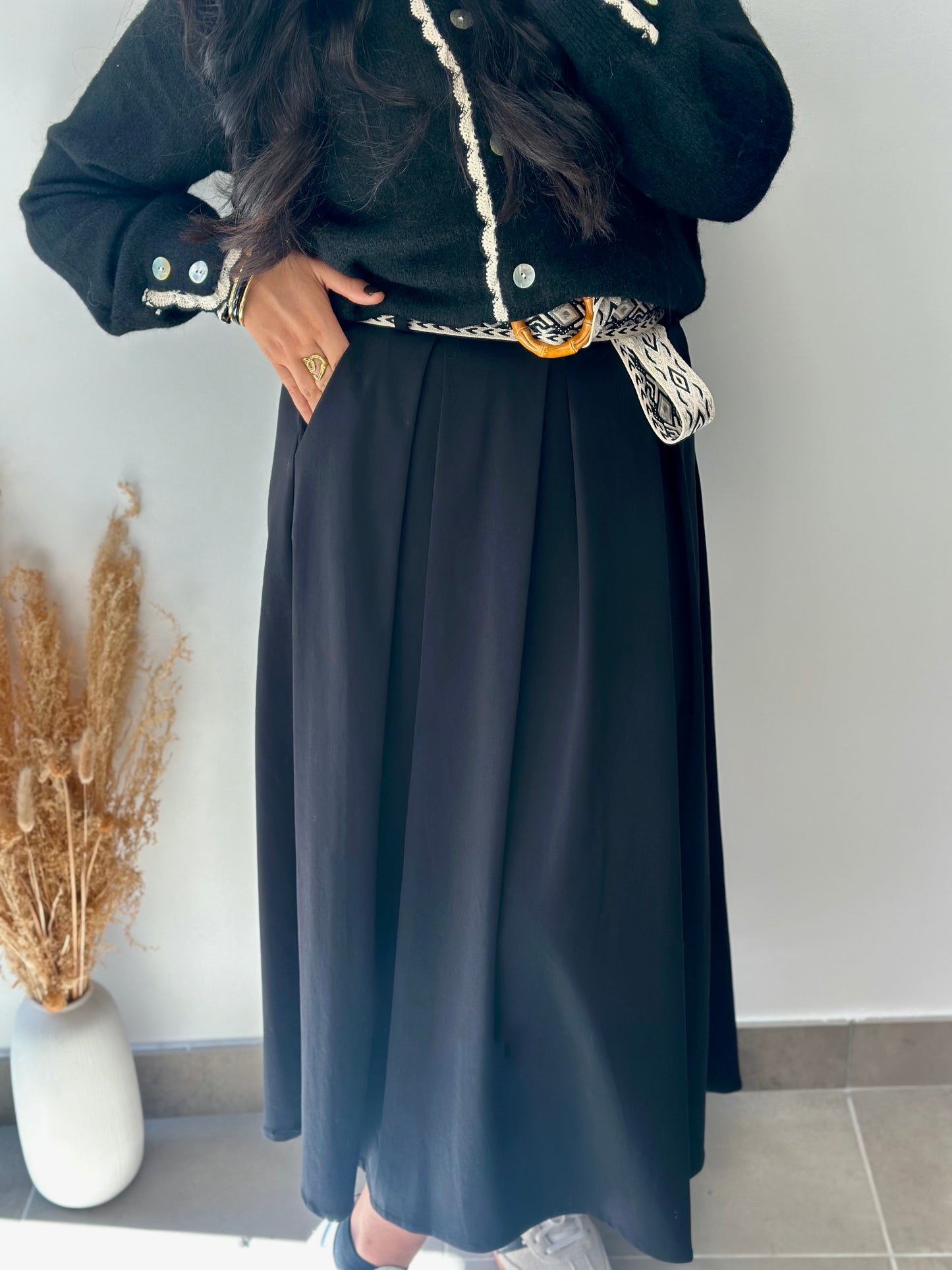 Jupe large à poches avec ceinture - ESTHER