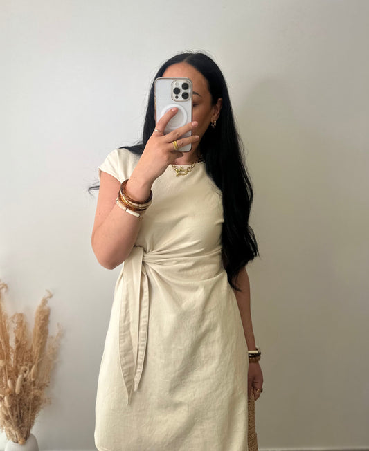 Robe en jean souple à noeud sur le côté