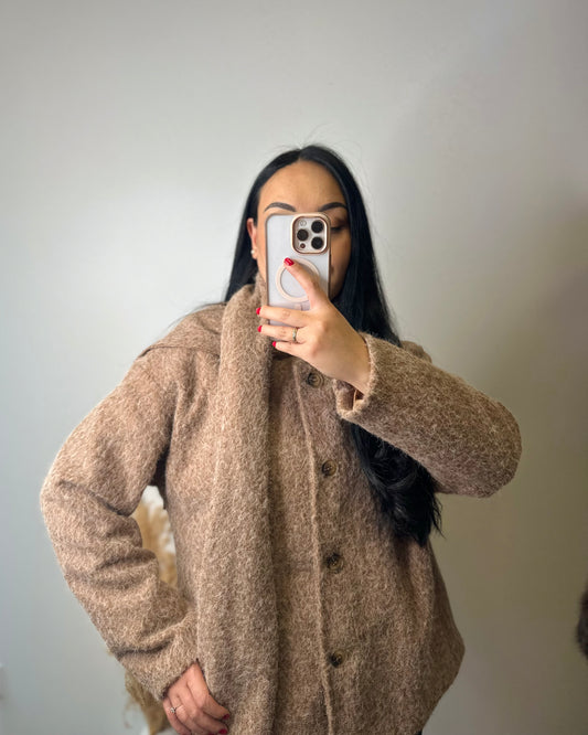 Manteau court+écharpe en laine- CONSTANCE