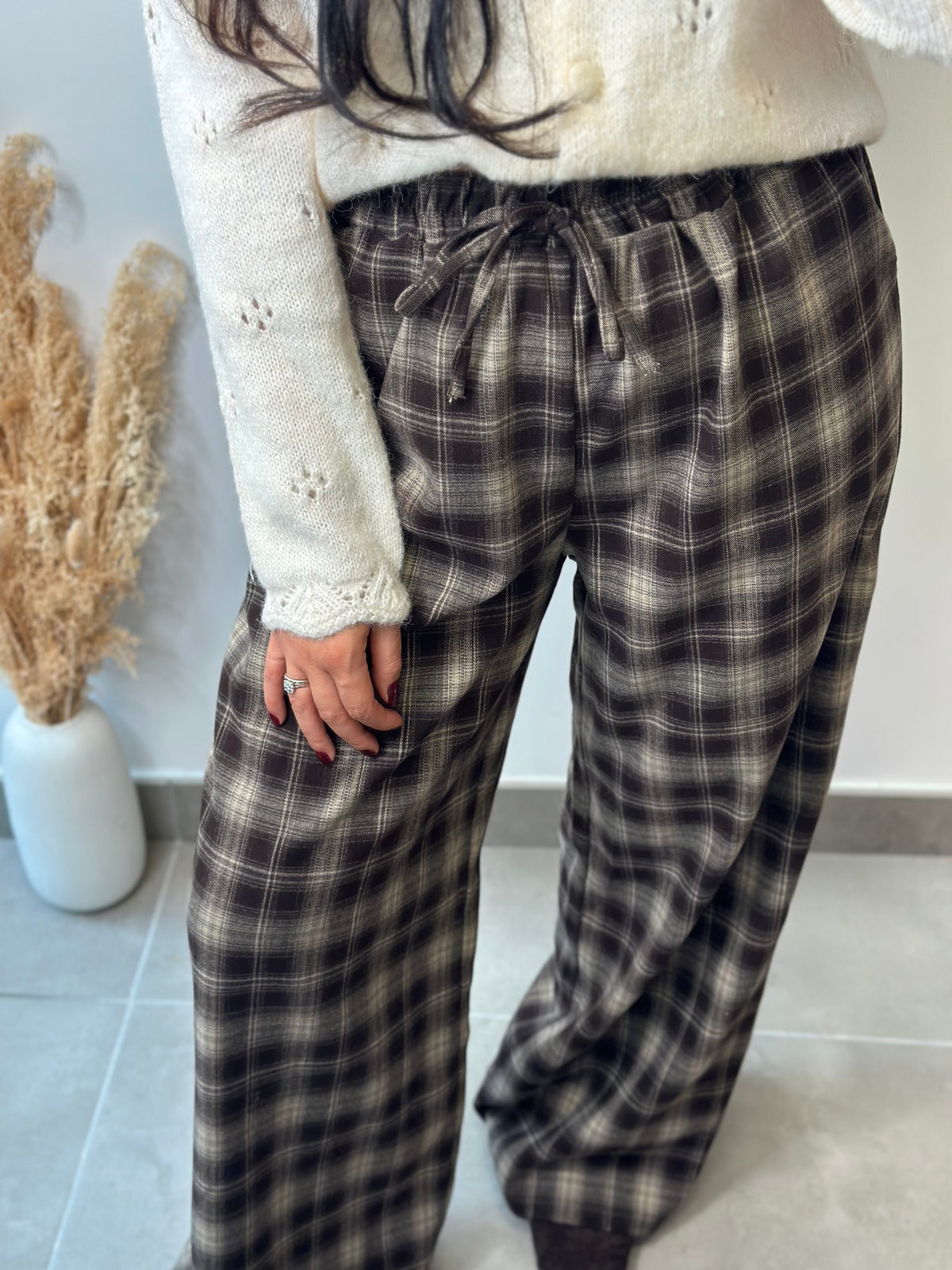 Pantalon à carreaux cocooning élastique et doux