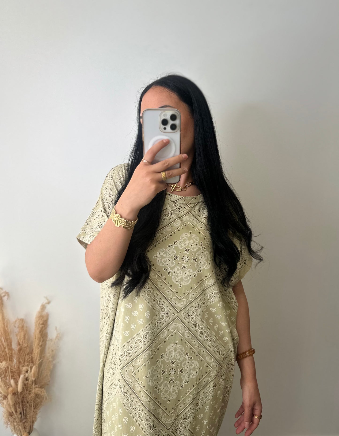 Robe t-shirt imprimé bandana kaki