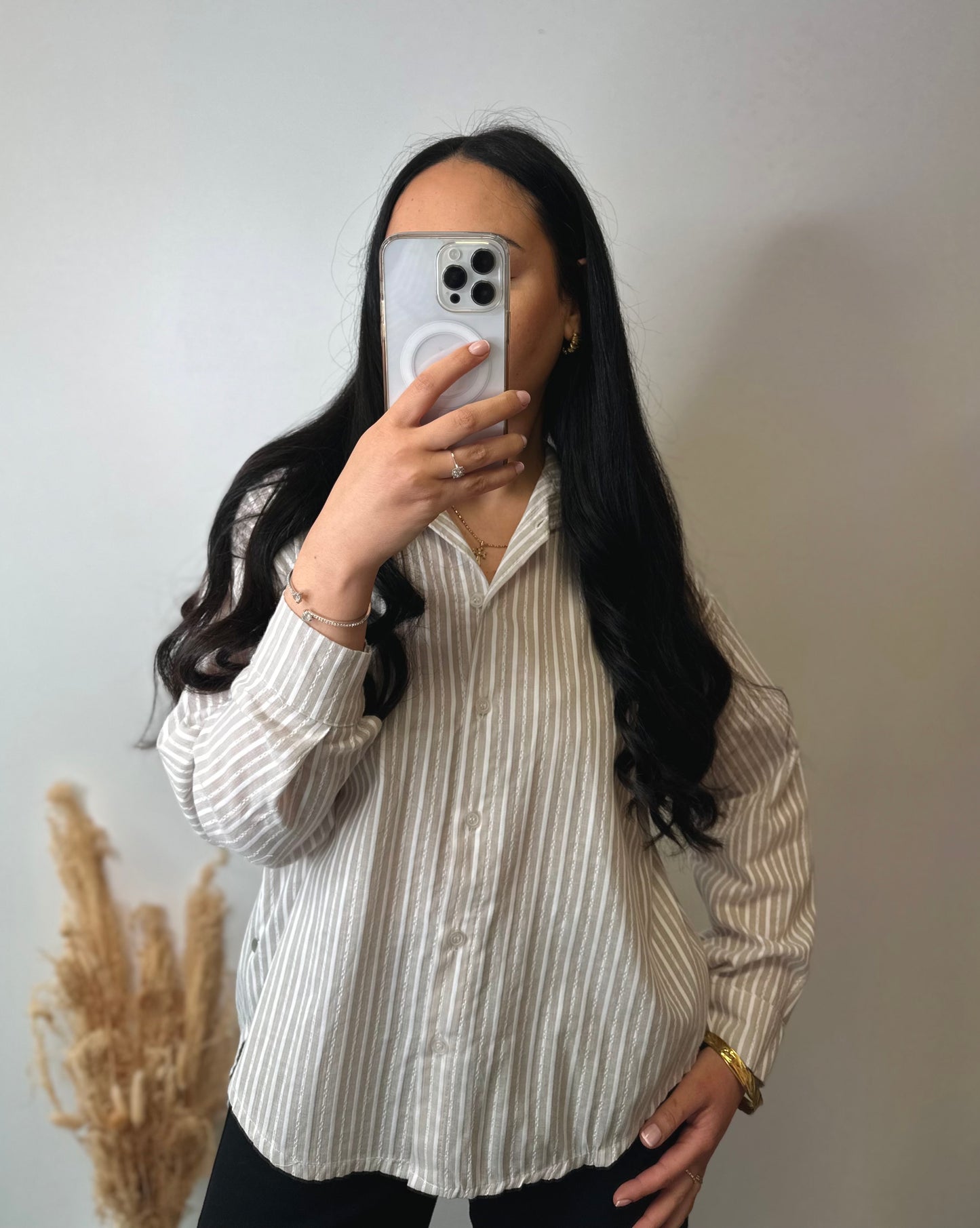 Chemise à rayures taupe - LILI