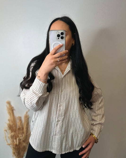 Chemise à rayures taupe - LILI