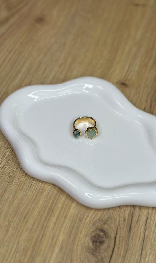 Bague à perles vertes - CÉLINE