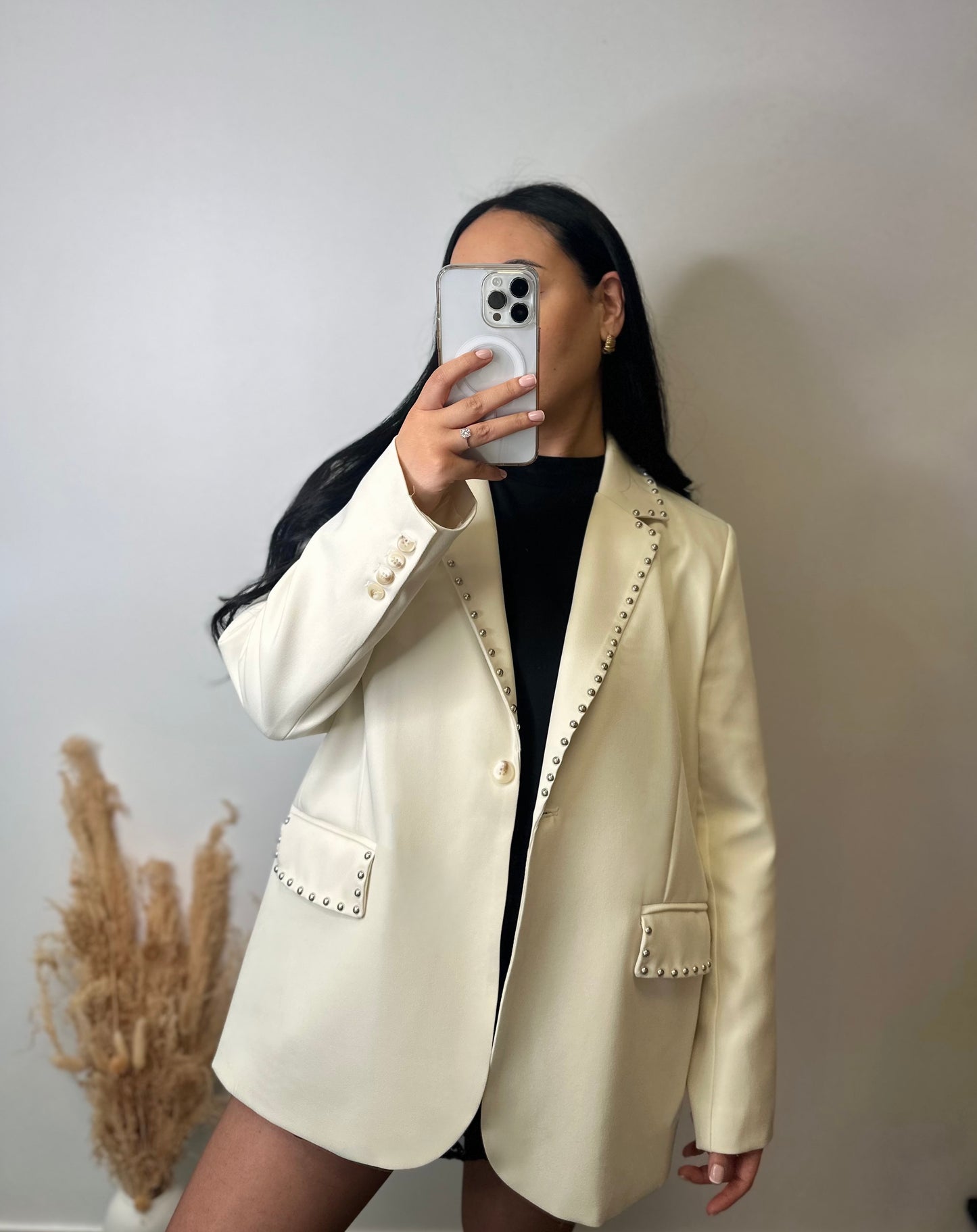 Blazer crème à détails clous - MAYA