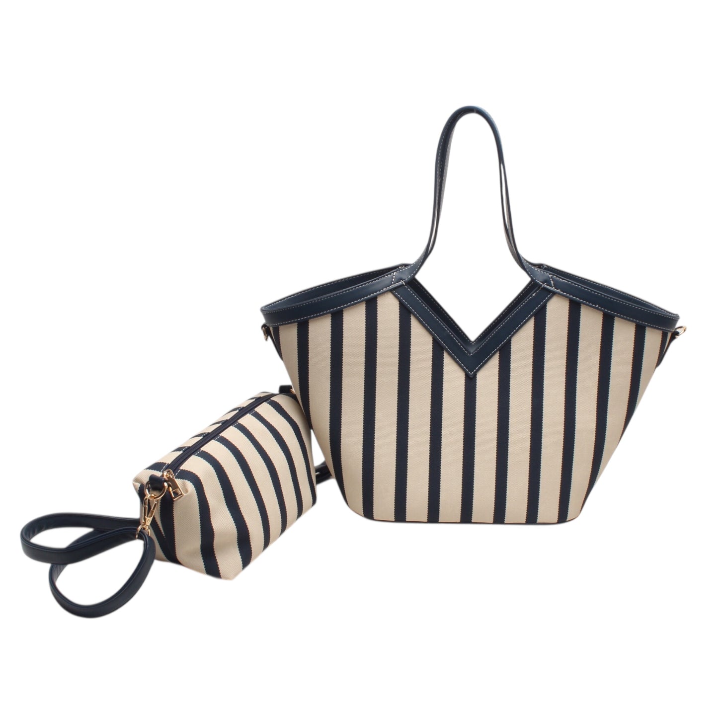 Sac panier à rayures bleu