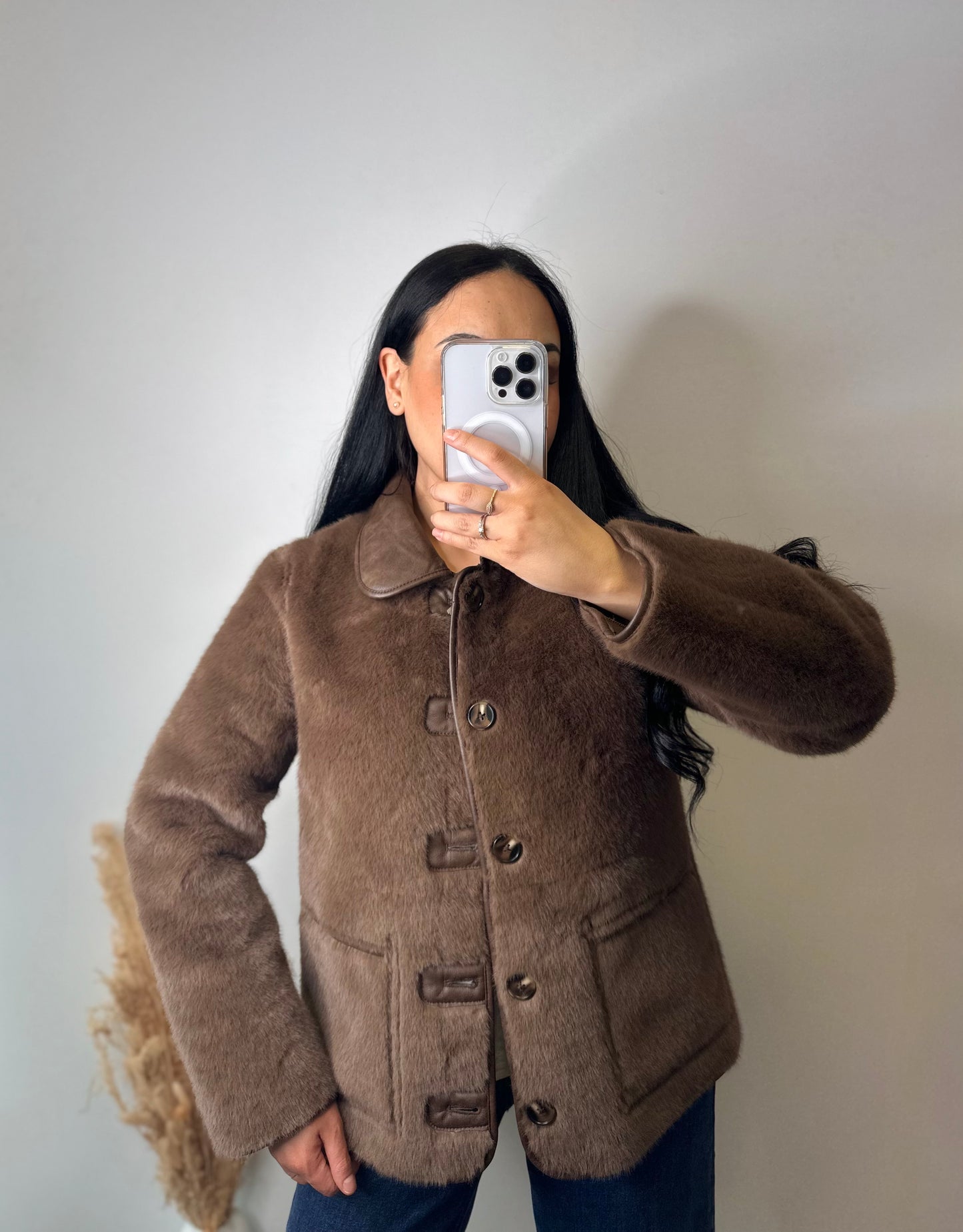 Blouson réversible rétro fourrure simili cuir - MARGAUX