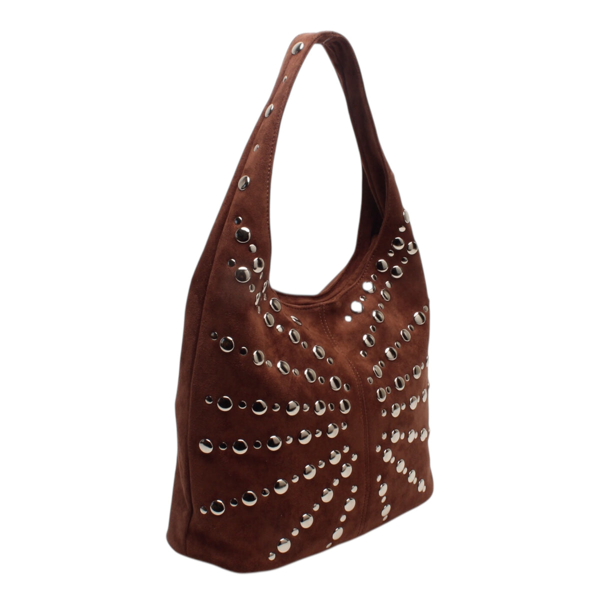 Tote bag suédine marron à clous