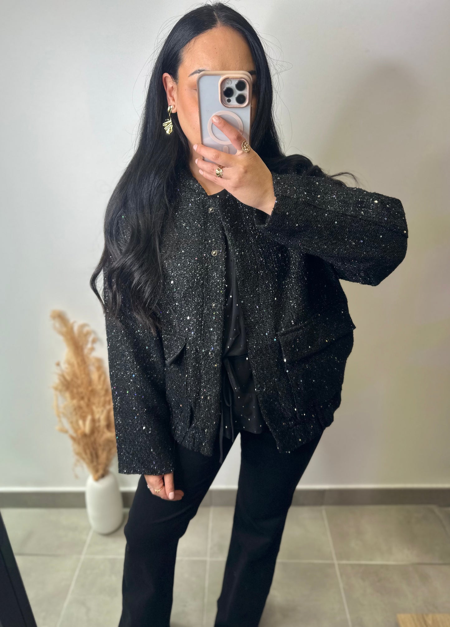 Veste bomber à sequins oversize - ROMY