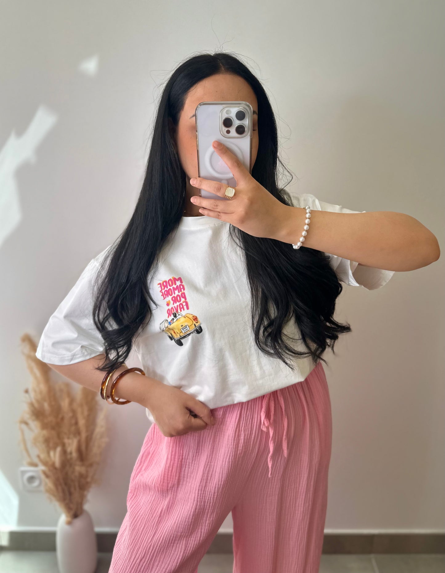 Pantalon en gaz de coton TALL rose