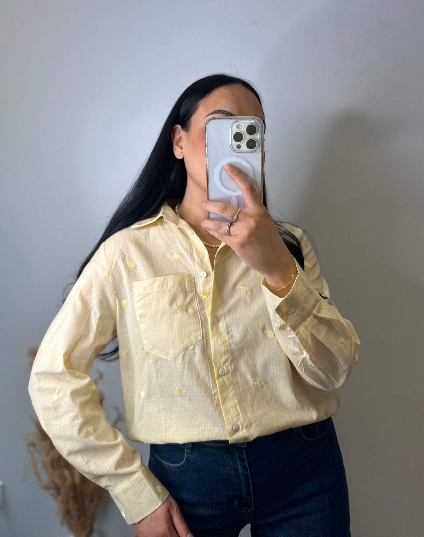 Chemise à rayures jaune et cœurs - CLOÉ