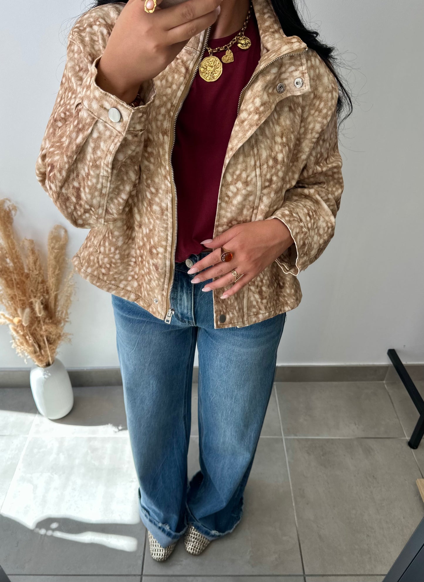 Veste en jean imprimé Bambi