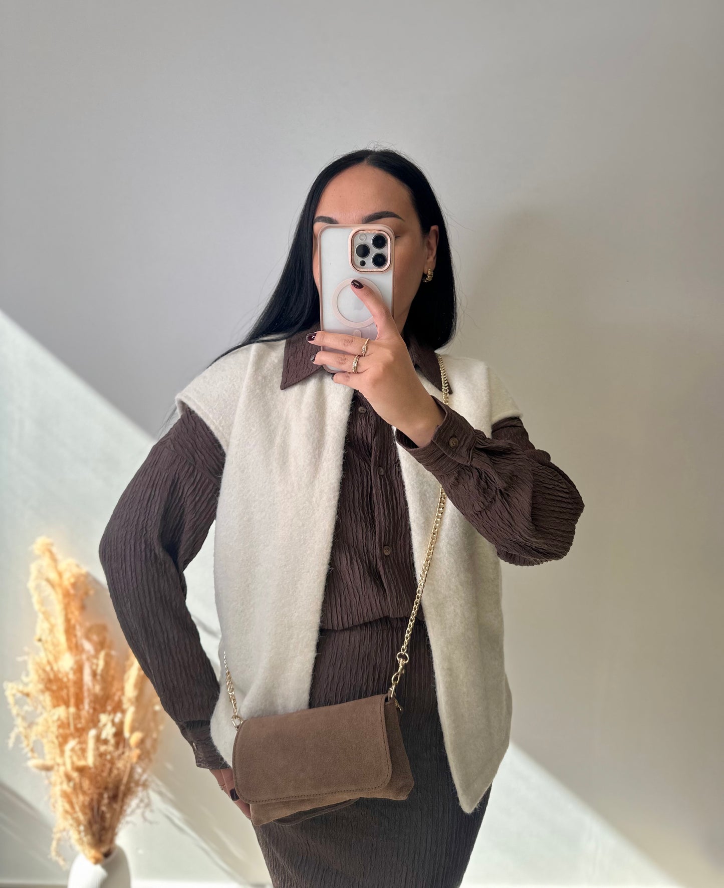 Chemisier texturé marron - BIANCA