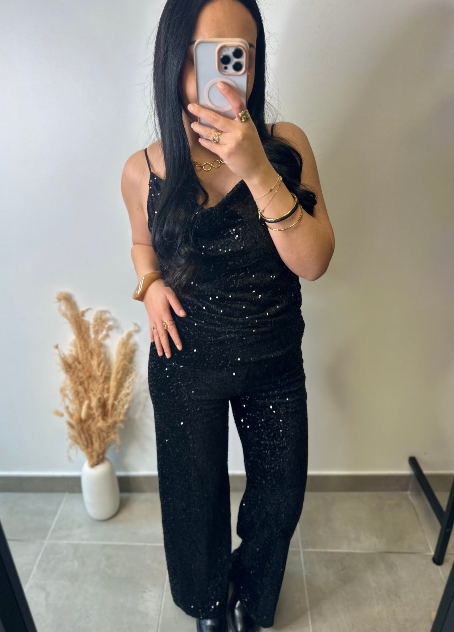 Pantalon palazzo en velours à paillettes doublé - GLAM