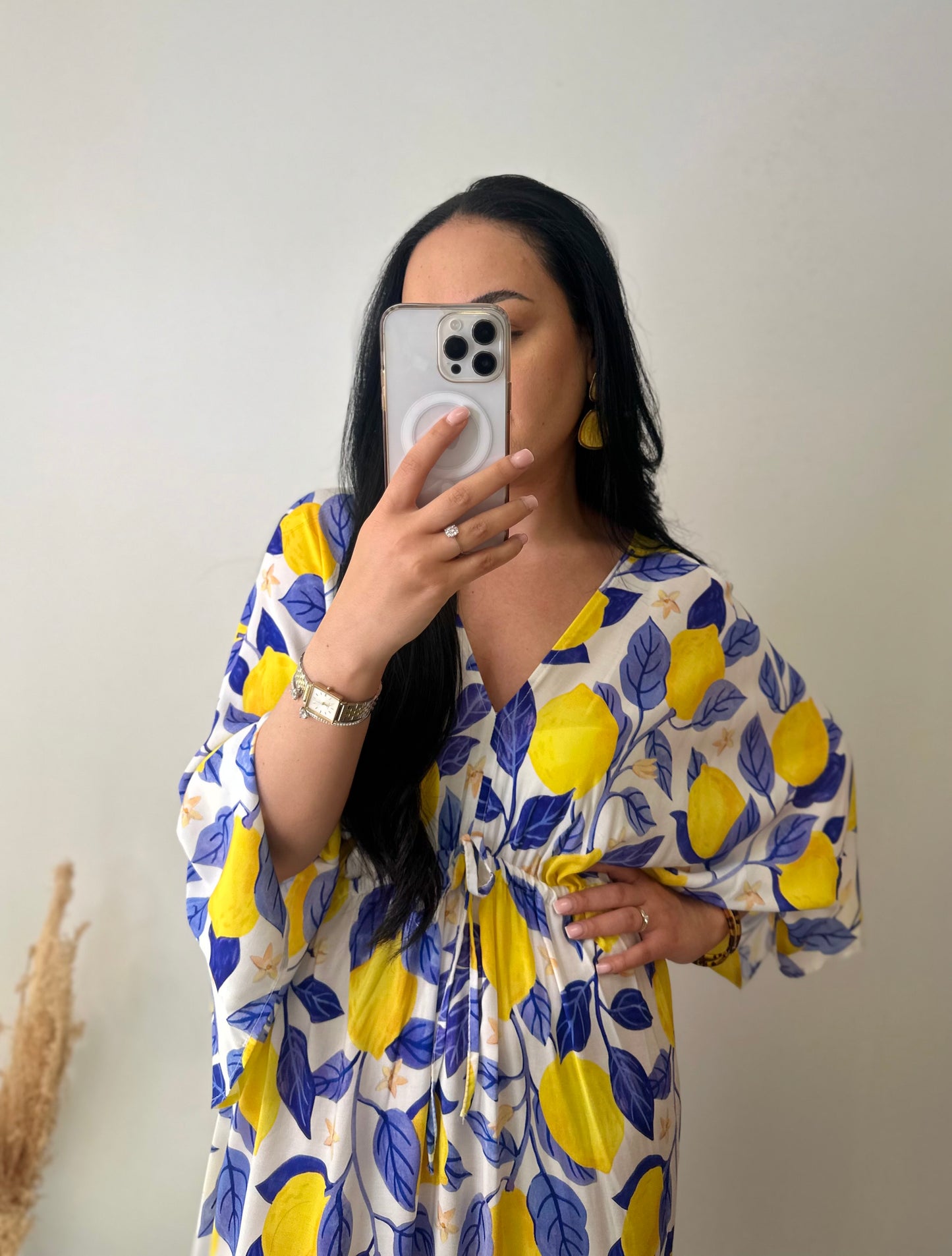 Robe longue bohème motifs citron