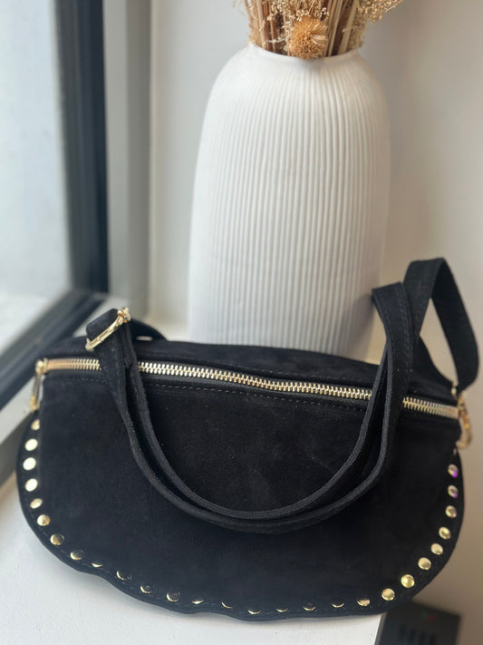 Sac banane cuir daim à clous