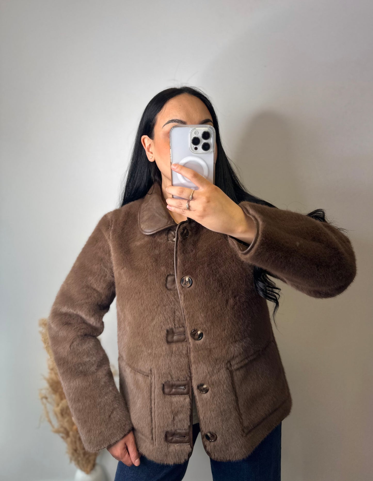 Blouson réversible rétro fourrure simili cuir - MARGAUX