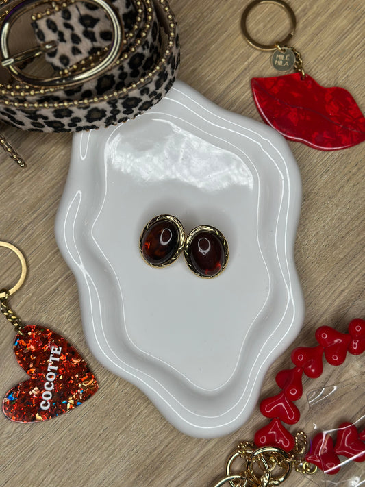 Boucles d’oreilles rétro marron - GARANCE