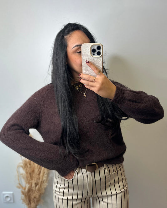 Pull baby alpaga marron chocolat