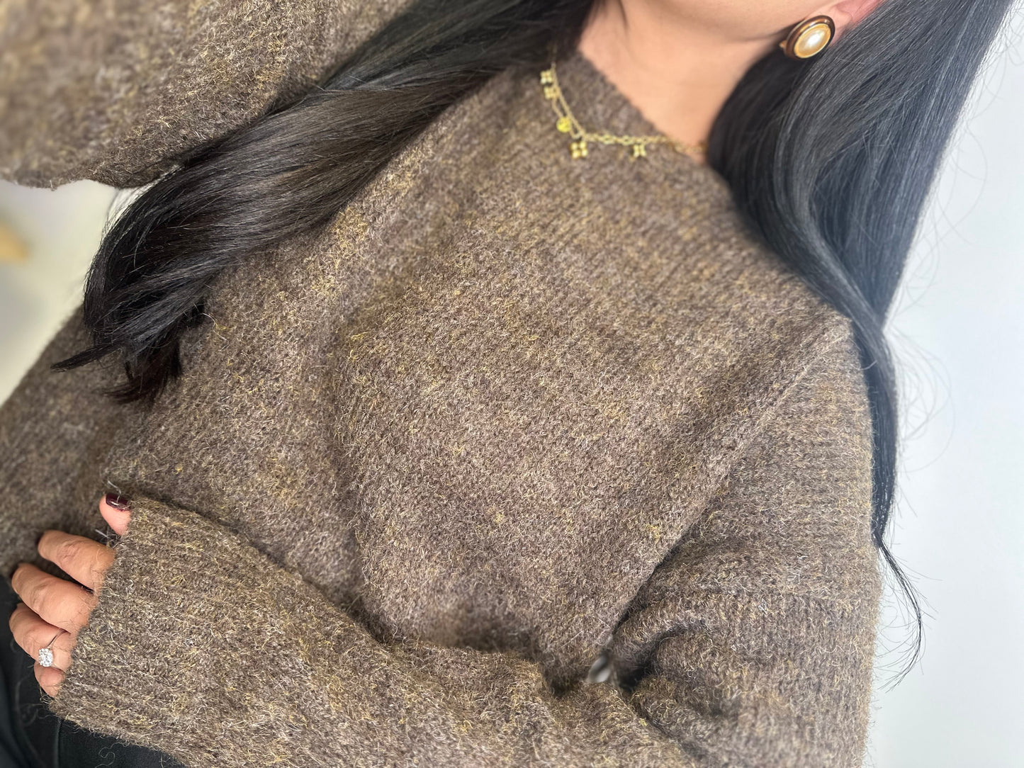 Pull marron chiné  - MÉLINA