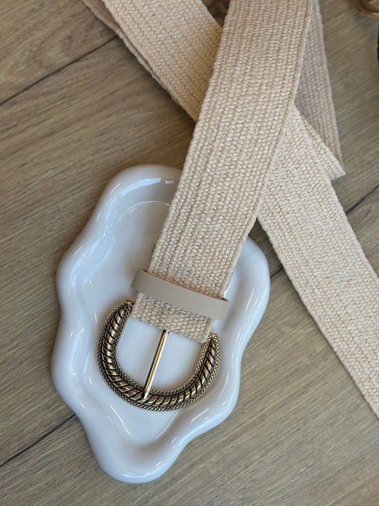 Ceinture élastique doré raphia