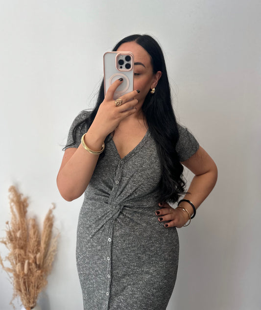 Long grey heather dress - CONSTANCE