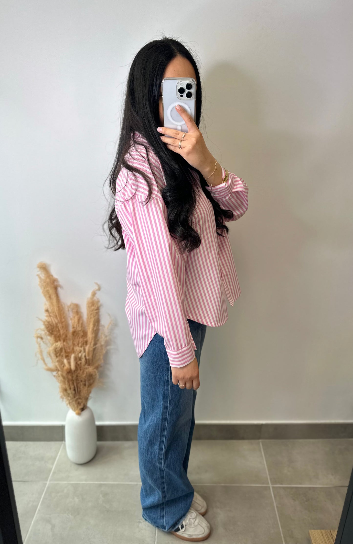 Chemise à rayures rose - LOVE