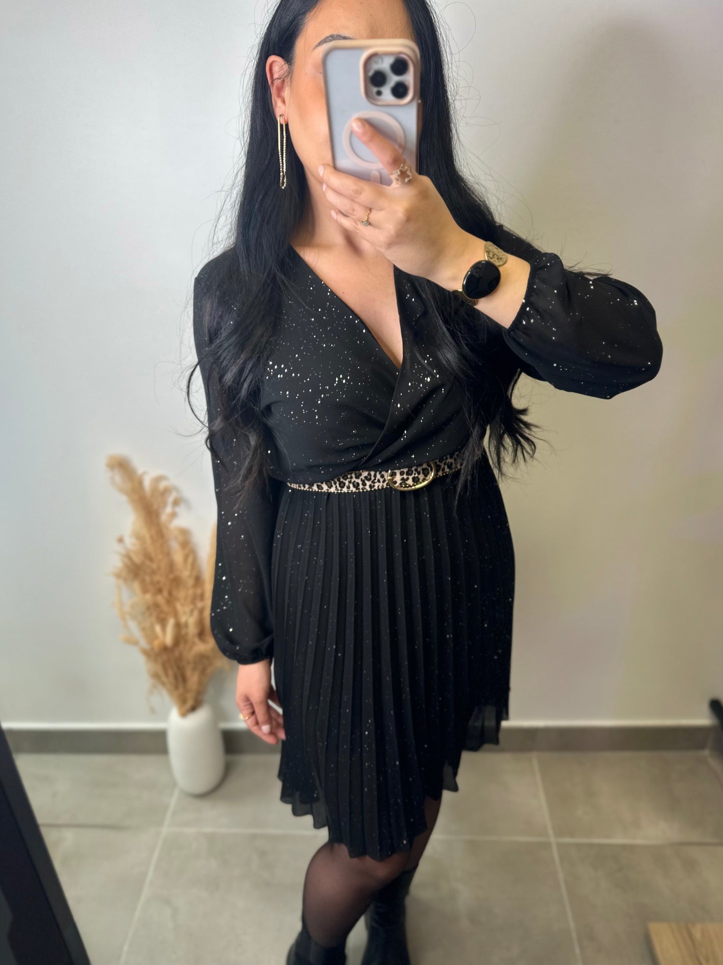 Robe plissée élastique à paillettes - GLAM