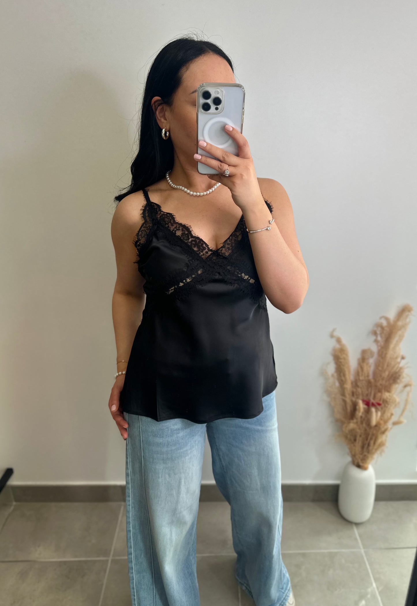 Caraco à dentelles noir - STELLA