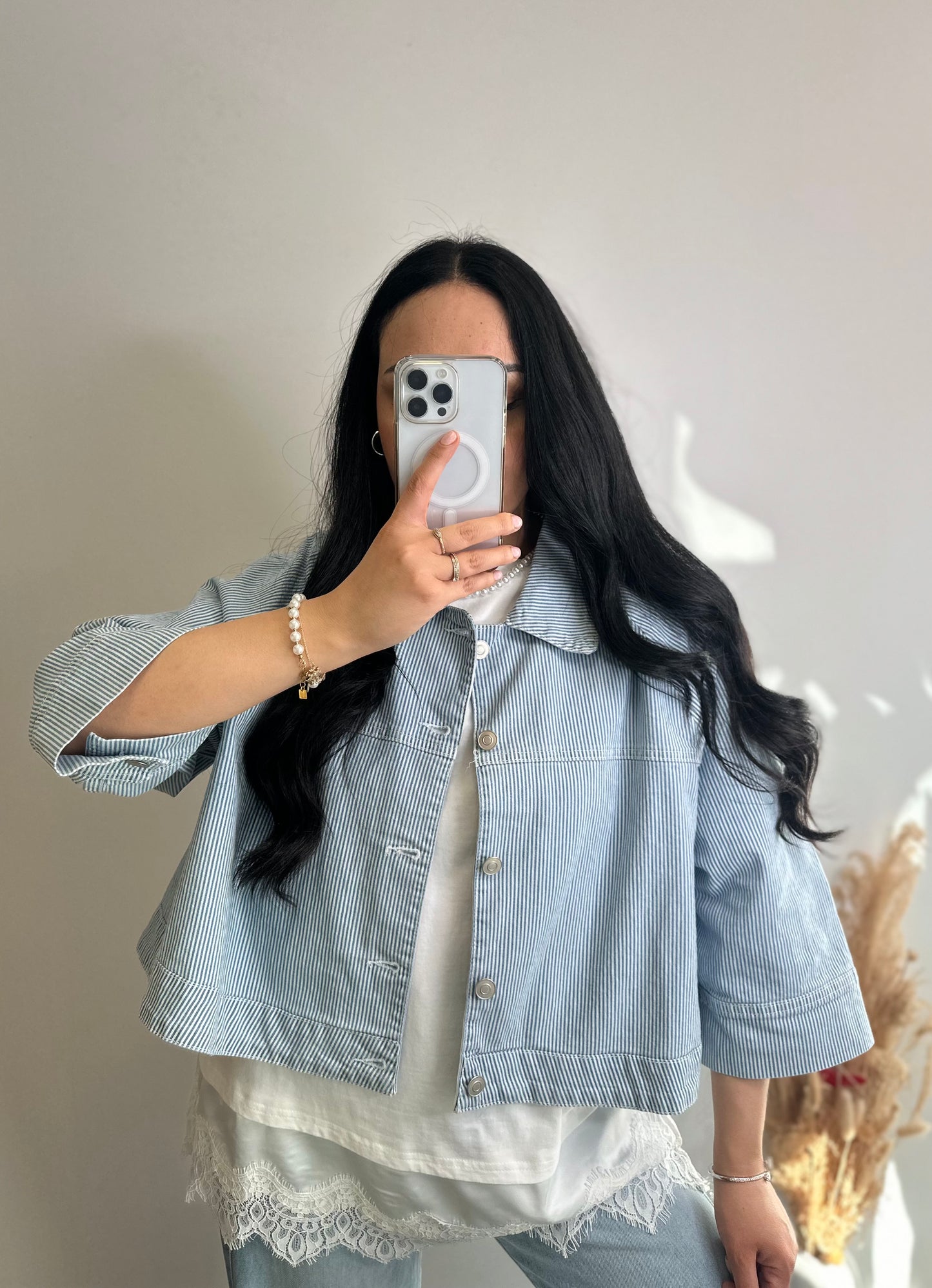 Veste en jean et rayures bleues - EMMA