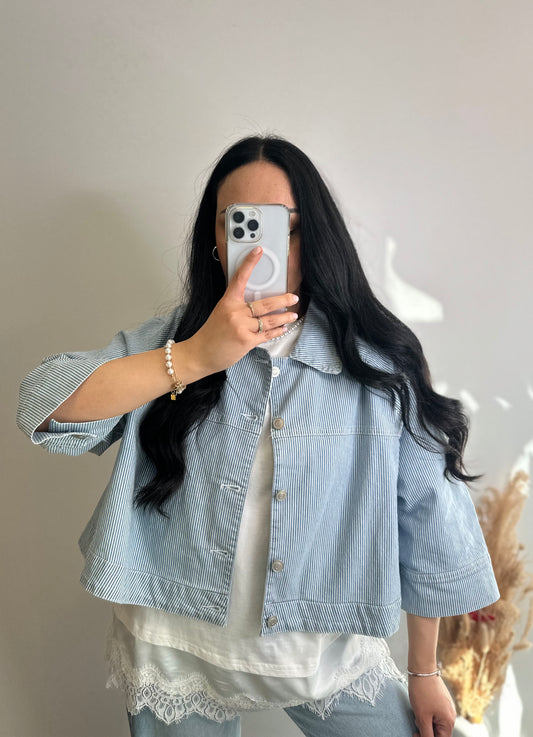 Veste en jean et rayures bleues - EMMA