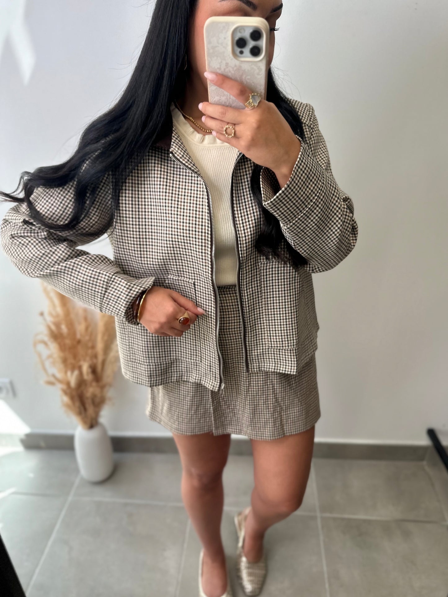 Veste à carreaux pieds de poule