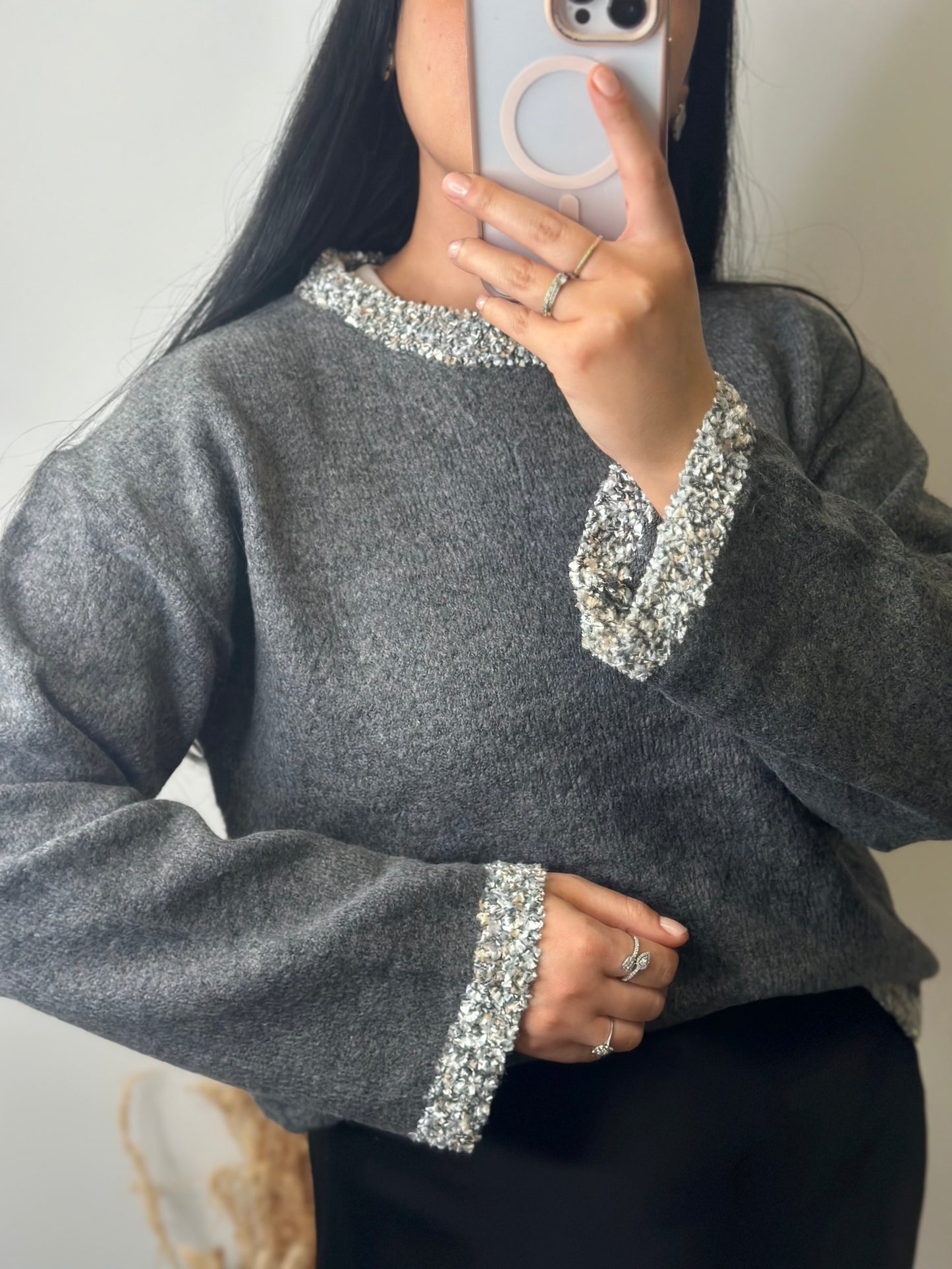 Pull gris à détails - LOUAN