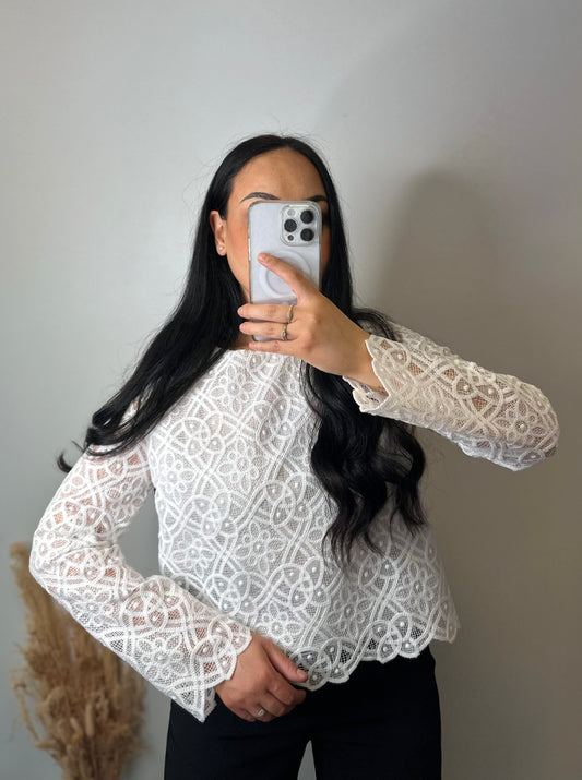 Blouse ajourée à fleurs brodées - AGATHE