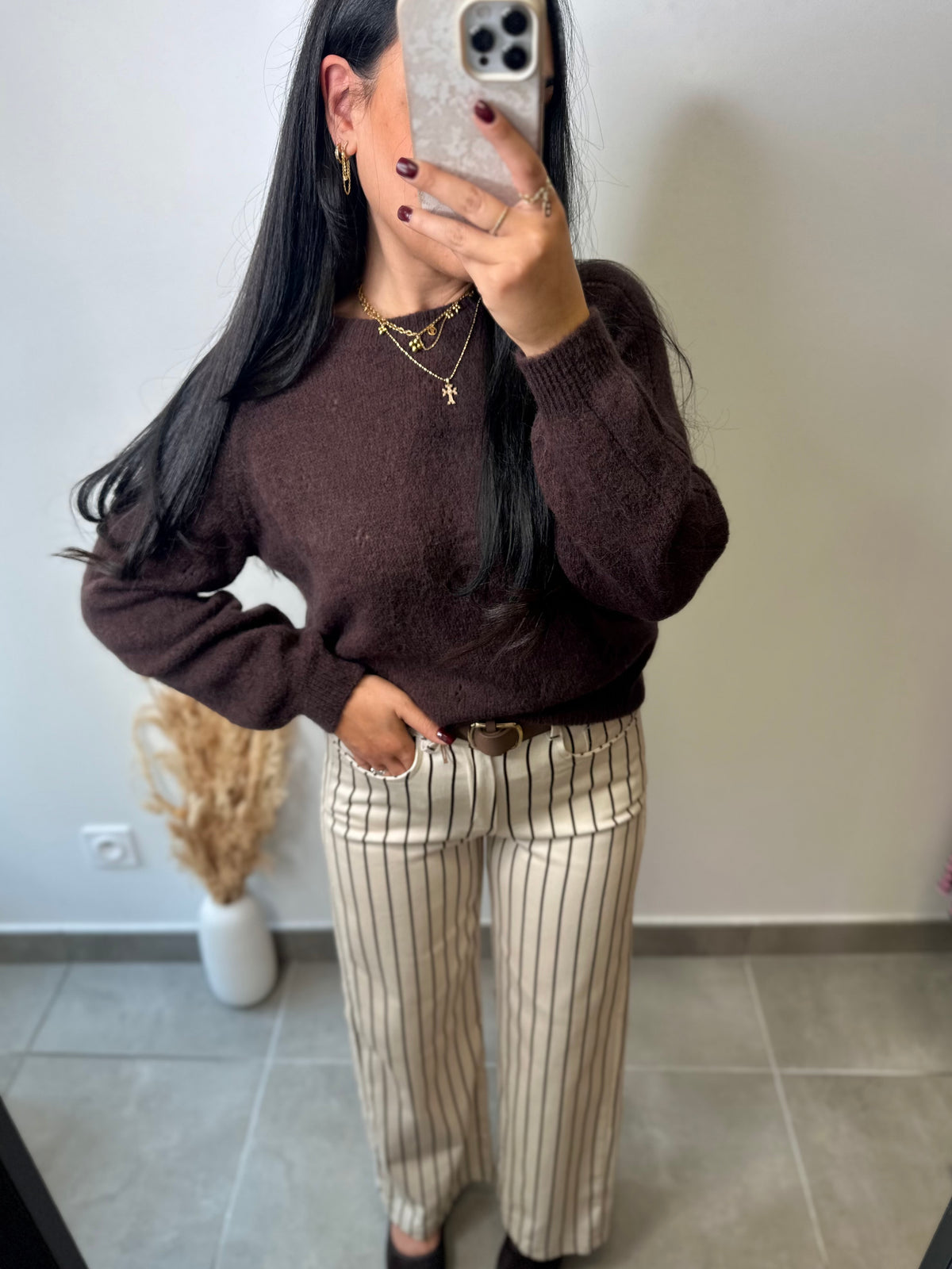Pull baby alpaga marron chocolat
