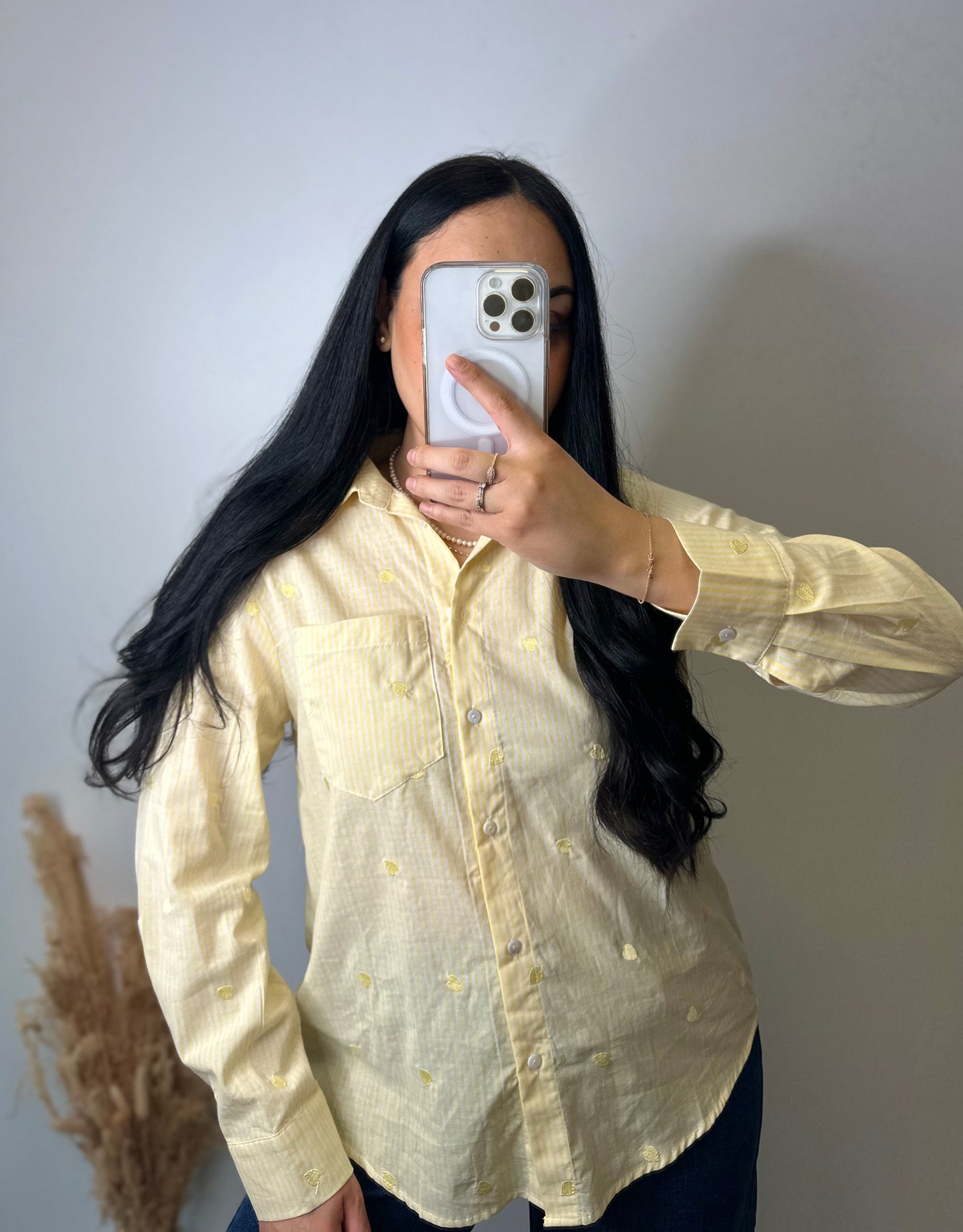 Chemise à rayures jaune et cœurs - CLOÉ