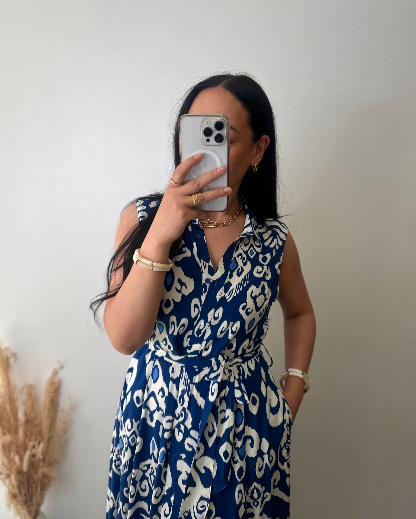 Robe fluide à poches en viscose imprimé