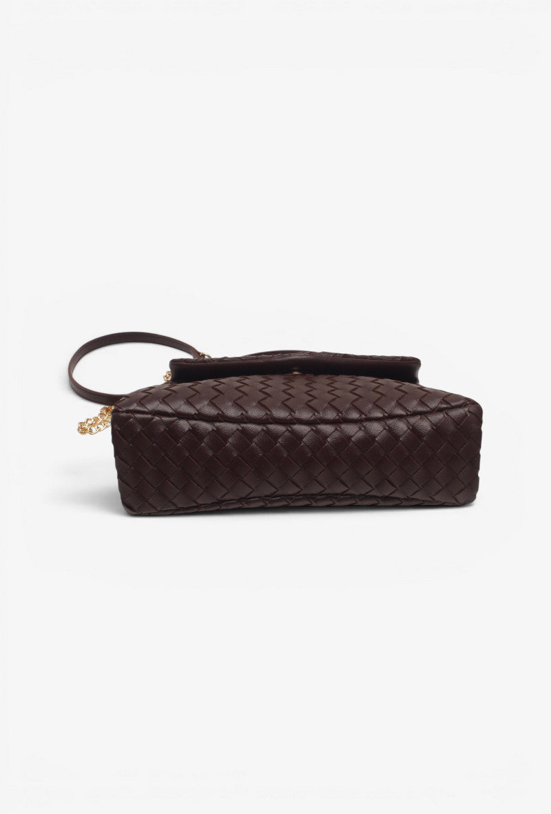 Sac tressé chocolat petit format