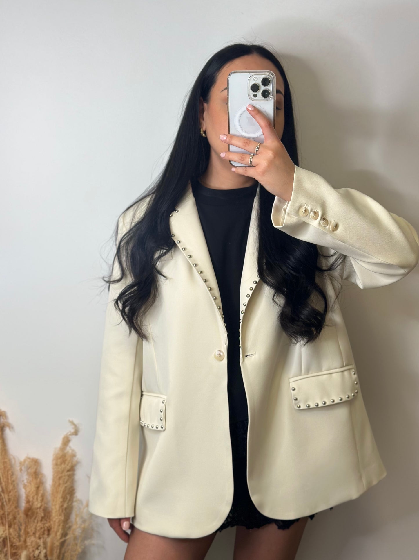 Blazer crème à détails clous - MAYA