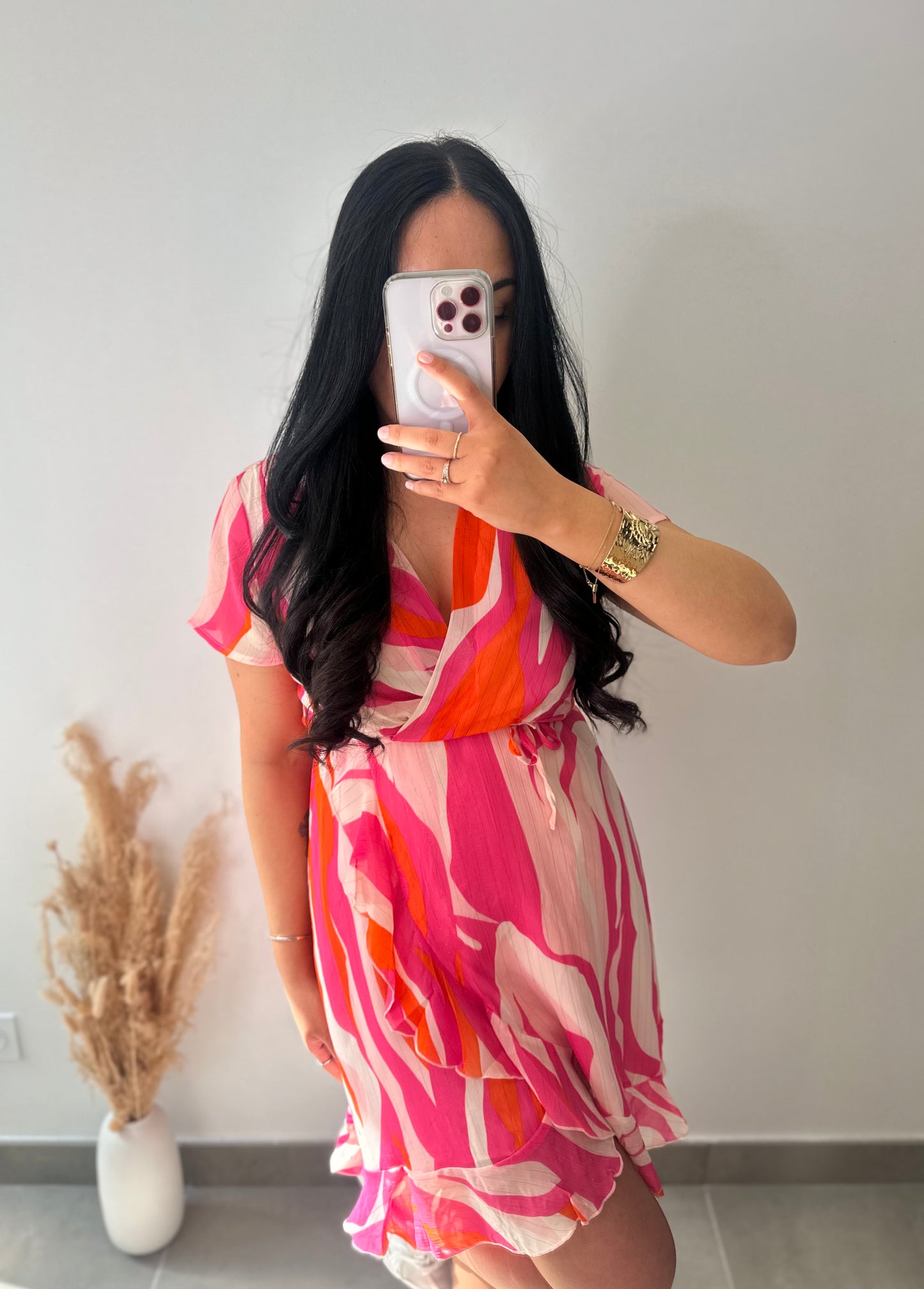 Robe portefeuille à motifs colorés