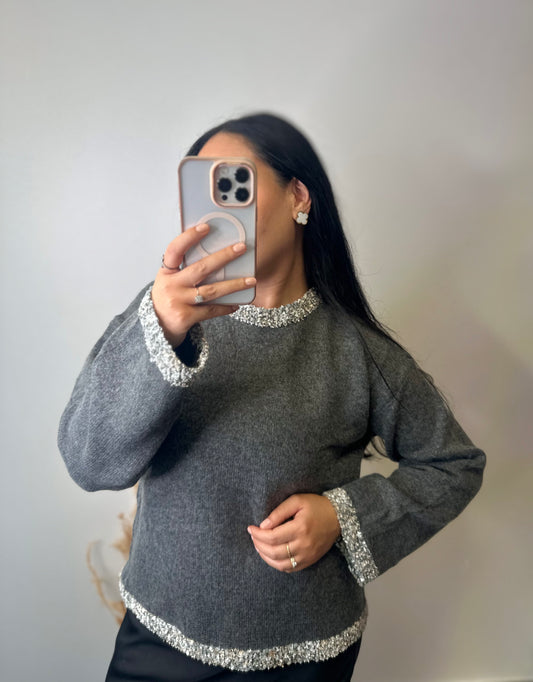 Pull gris à détails - LOUAN