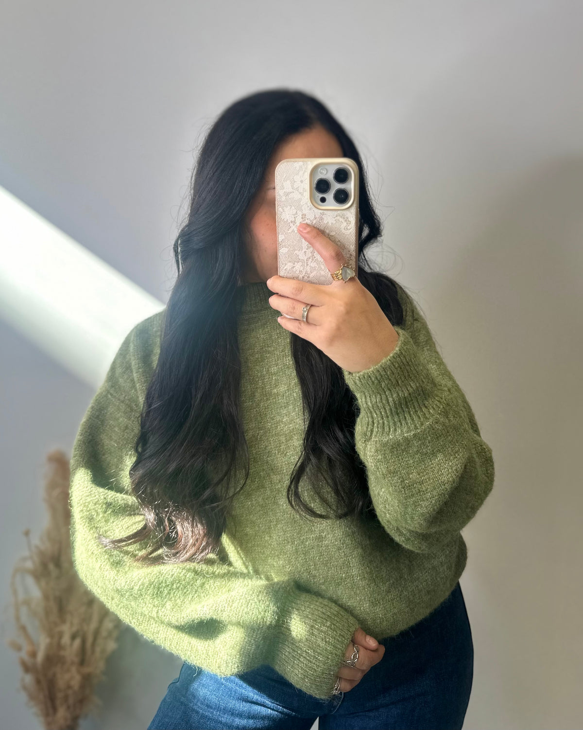 Pull cocooning oversize olive