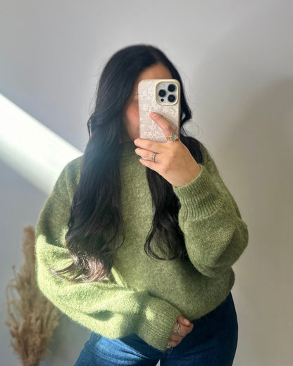 Pull cocooning oversize olive