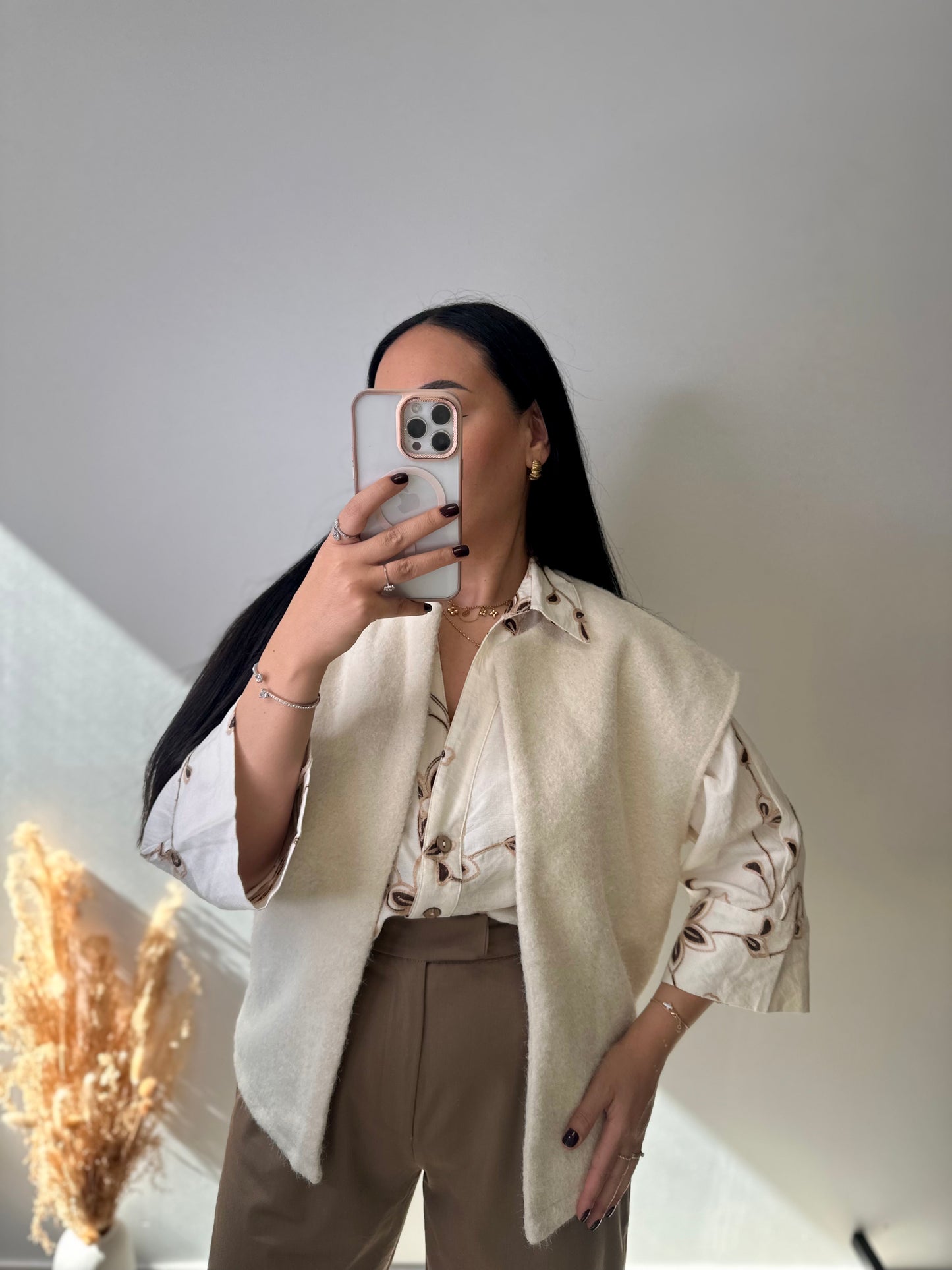 Chemise écru à motifs fleuries - MARGOT