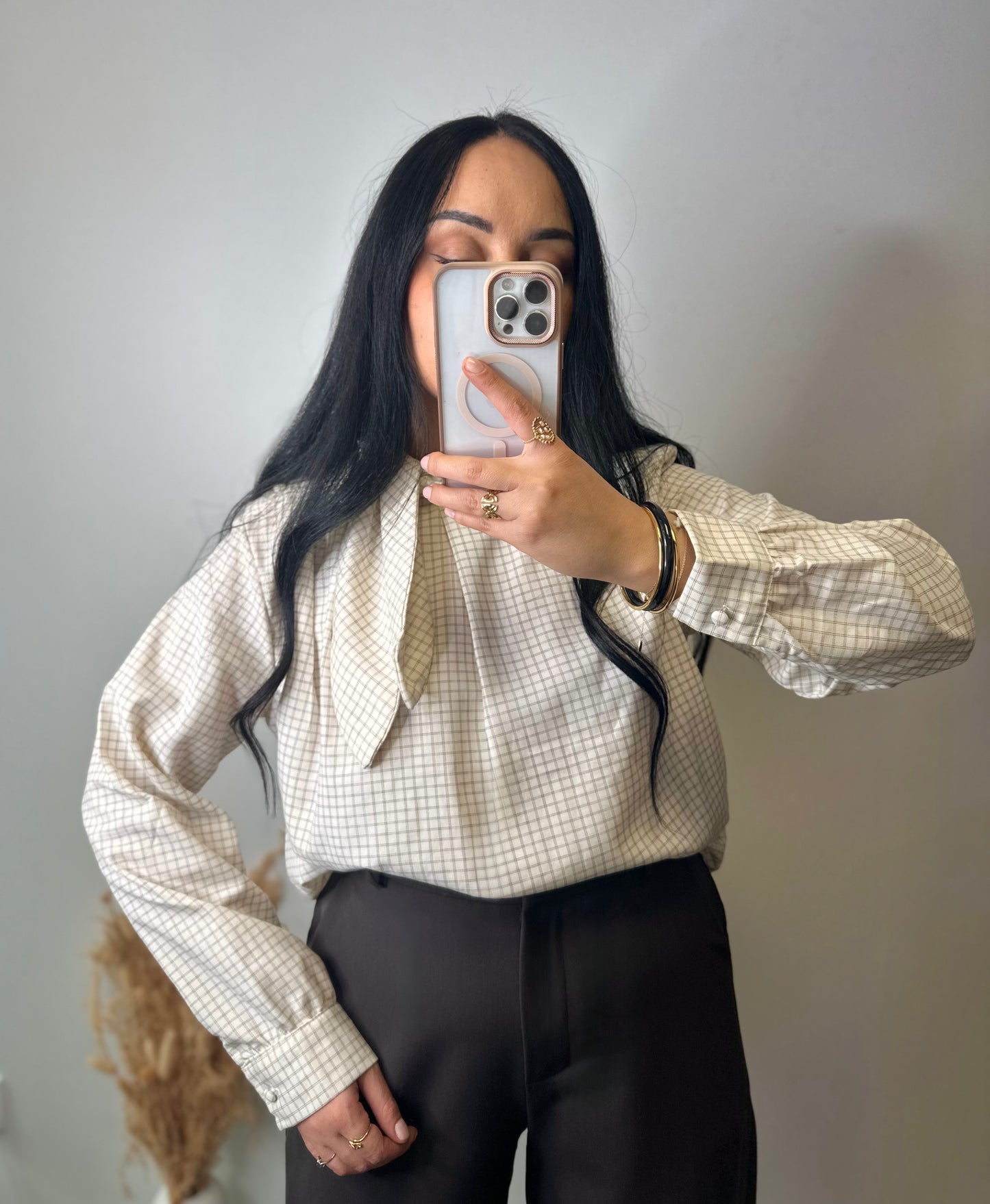 Chemisier à carreaux et noeud - JADE