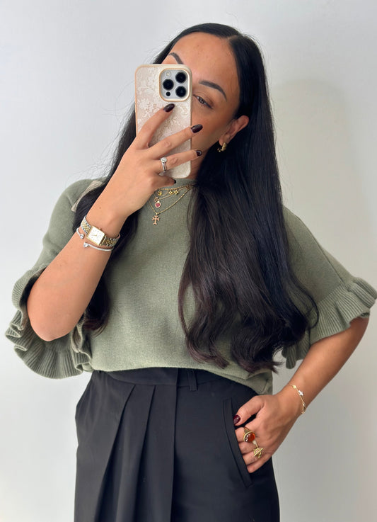 Pull crème manches 3/4 à détails