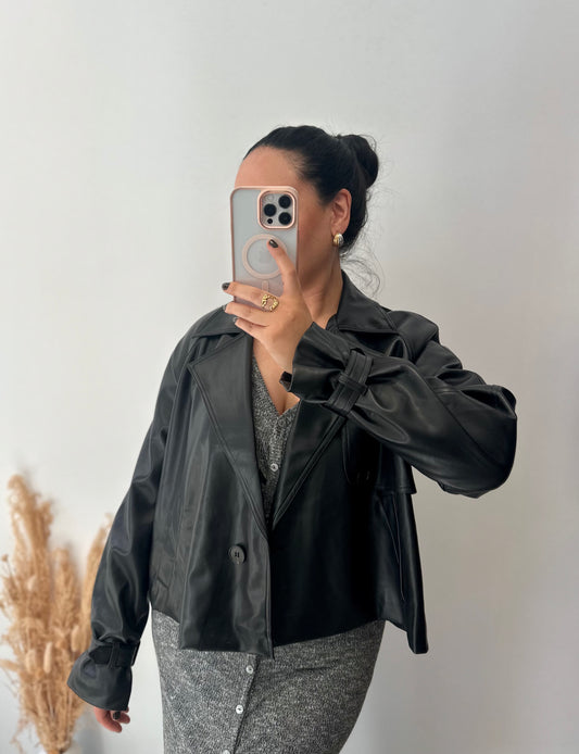 Veste perfecto simili cuir noir - MARGAUX