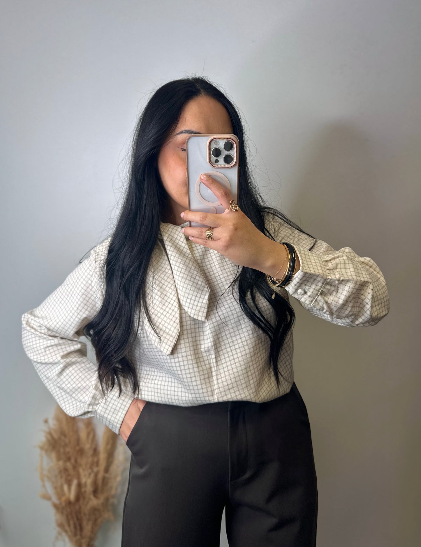 Chemisier à carreaux et noeud - JADE