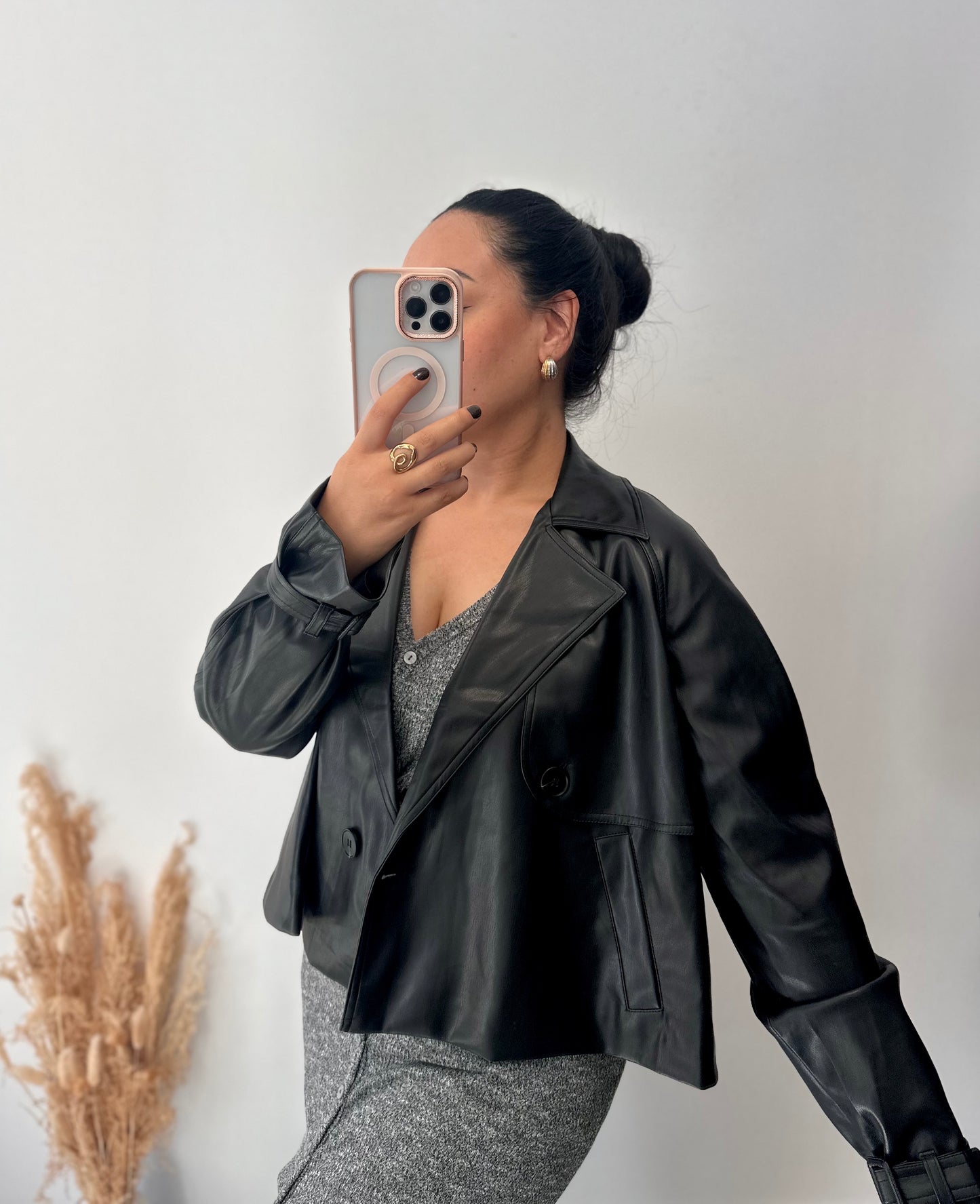 Veste perfecto simili cuir noir - MARGAUX